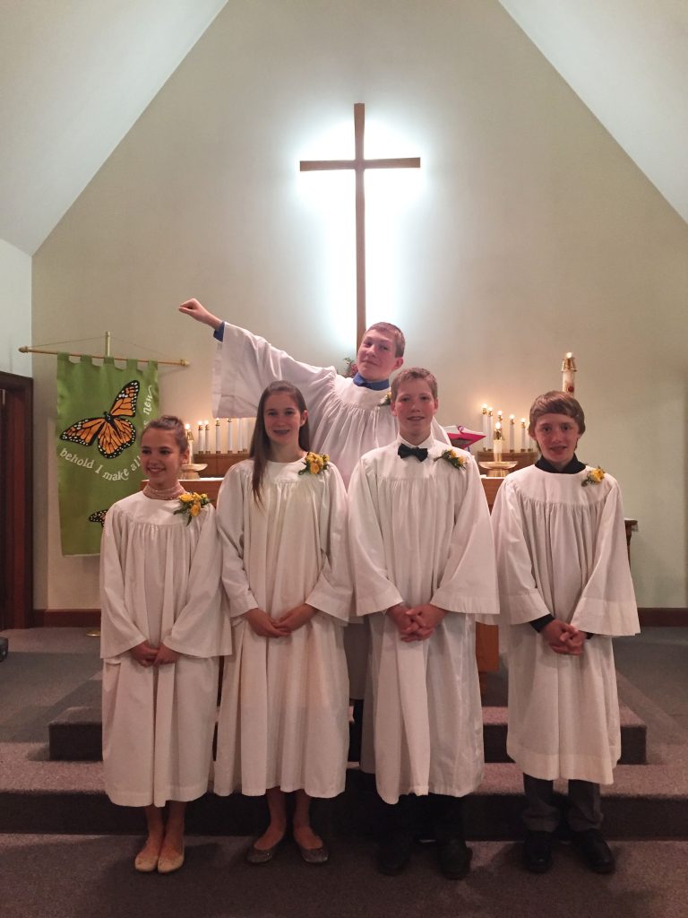 From left to right - Erica, Charlotte, Simon and Caleb, with Max behind them.